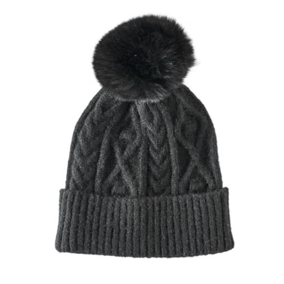 New ~ NATURAL REFLECTIONS ~ Cable Knit Pom Beanie for Ladies - Picture 1 of 4